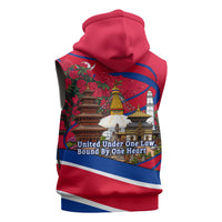 Nepal Constitution Day Sleeveless Hoodie Himalayan Temples Danphe Himalayan Monal Floral
