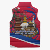 Nepal Constitution Day Sleeveless Puffer Jacket Himalayan Temples Danphe Himalayan Monal Floral