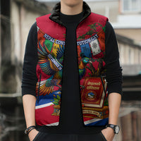 Nepal Constitution Day Sleeveless Puffer Jacket Himalayan Temples Danphe Himalayan Monal Floral