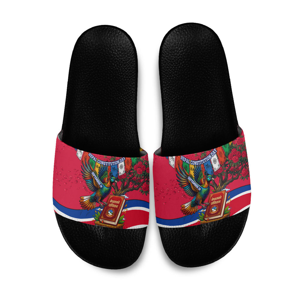 Nepal Constitution Day Slide Sandals Himalayan Temples Danphe Himalayan Monal Floral
