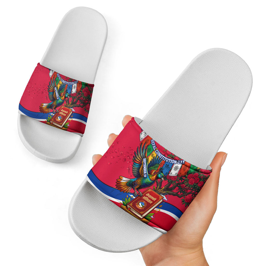 Nepal Constitution Day Slide Sandals Himalayan Temples Danphe Himalayan Monal Floral