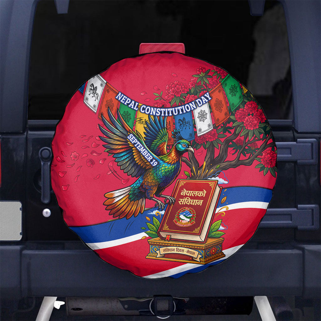 Nepal Constitution Day Spare Tire Cover Himalayan Temples Danphe Himalayan Monal Floral