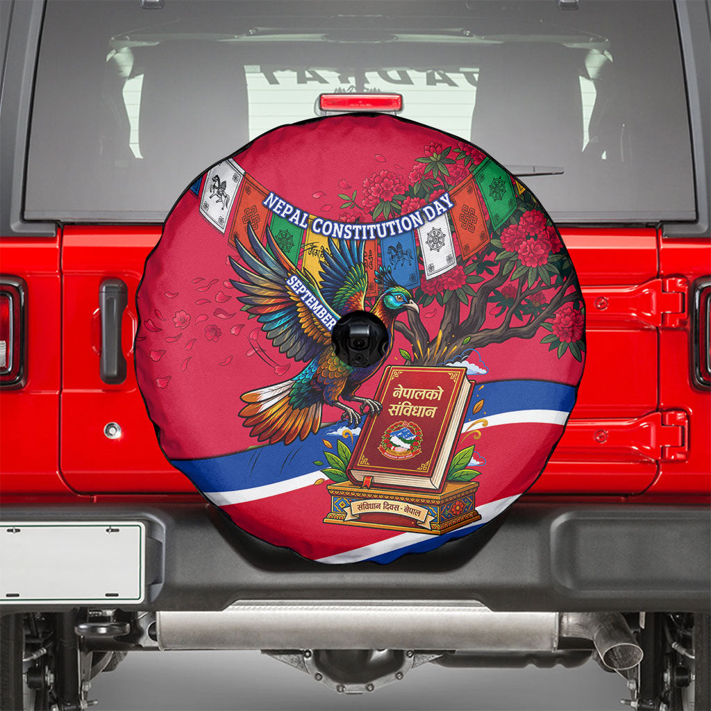 Nepal Constitution Day Spare Tire Cover Himalayan Temples Danphe Himalayan Monal Floral