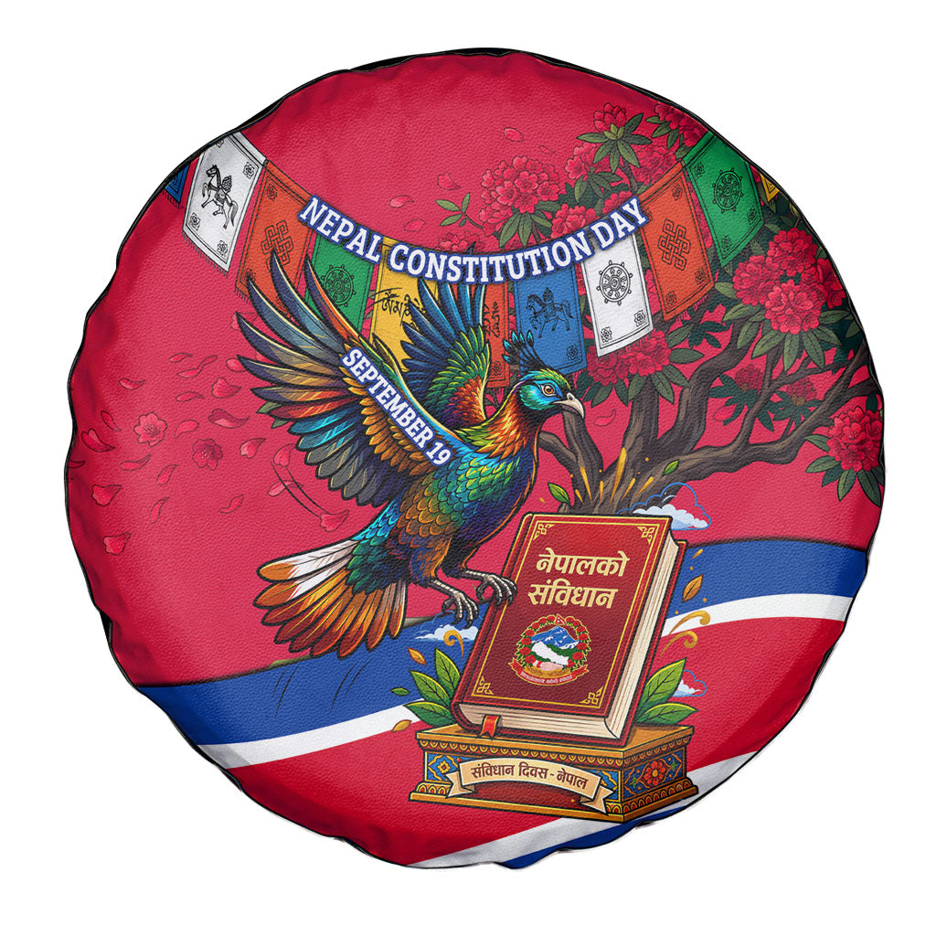 Nepal Constitution Day Spare Tire Cover Himalayan Temples Danphe Himalayan Monal Floral