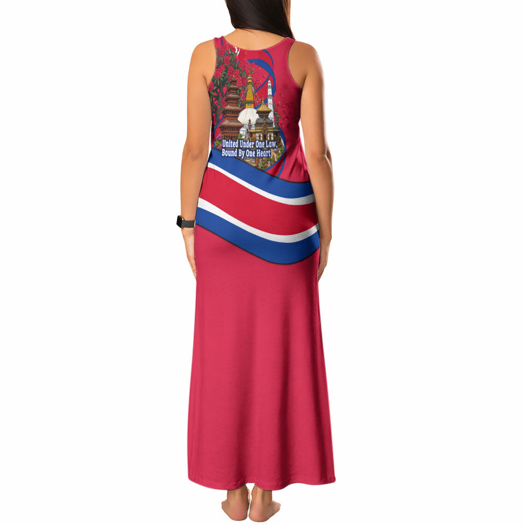 Nepal Constitution Day Tank Maxi Dress Himalayan Temples Danphe Himalayan Monal Floral