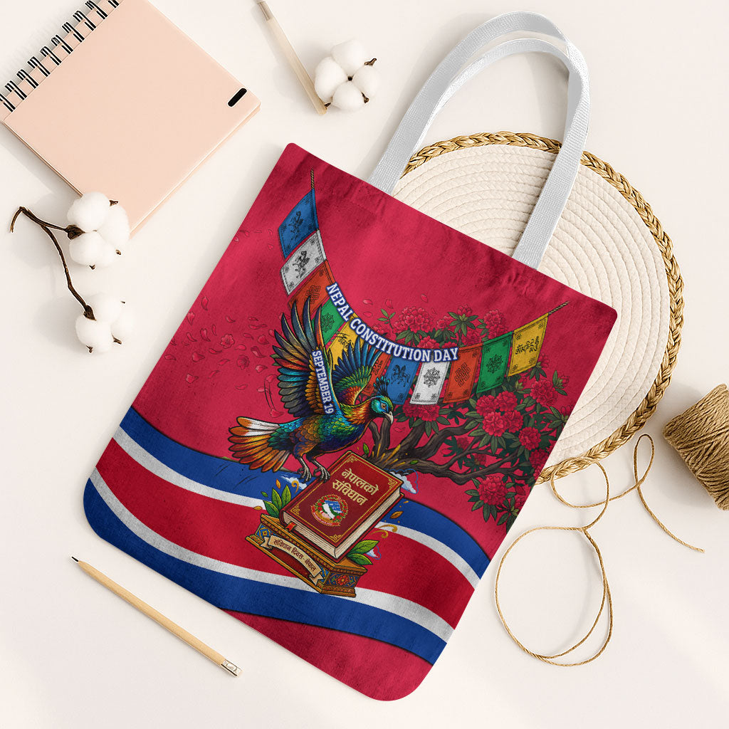 Nepal Constitution Day Tote Bag Himalayan Temples Danphe Himalayan Monal Floral