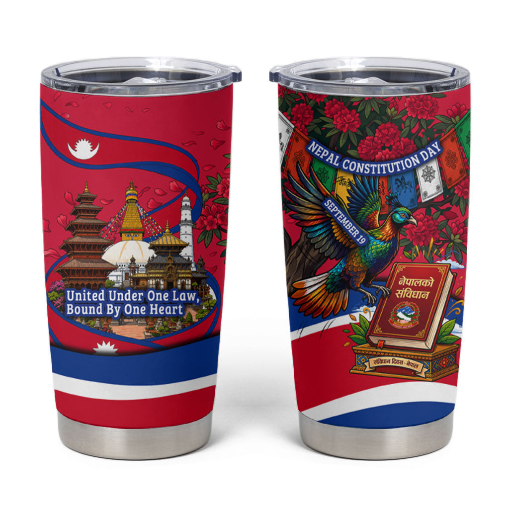 Nepal Constitution Day Tumbler Cup Himalayan Temples Danphe Himalayan Monal Floral