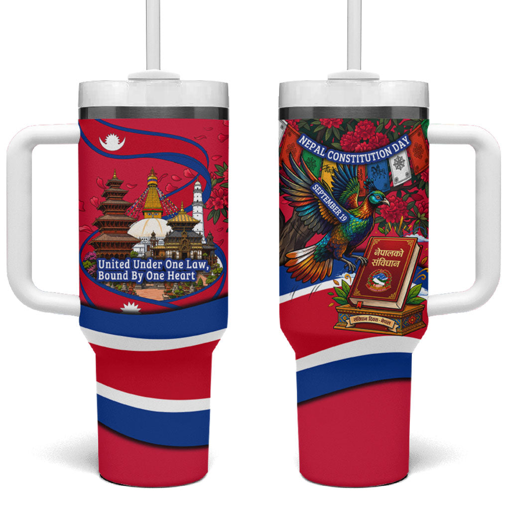 Nepal Constitution Day Tumbler With Handle Himalayan Temples Danphe Himalayan Monal Floral