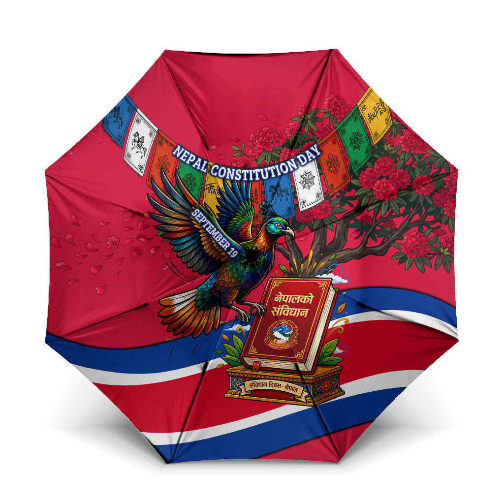 Nepal Constitution Day Umbrella Himalayan Temples Danphe Himalayan Monal Floral