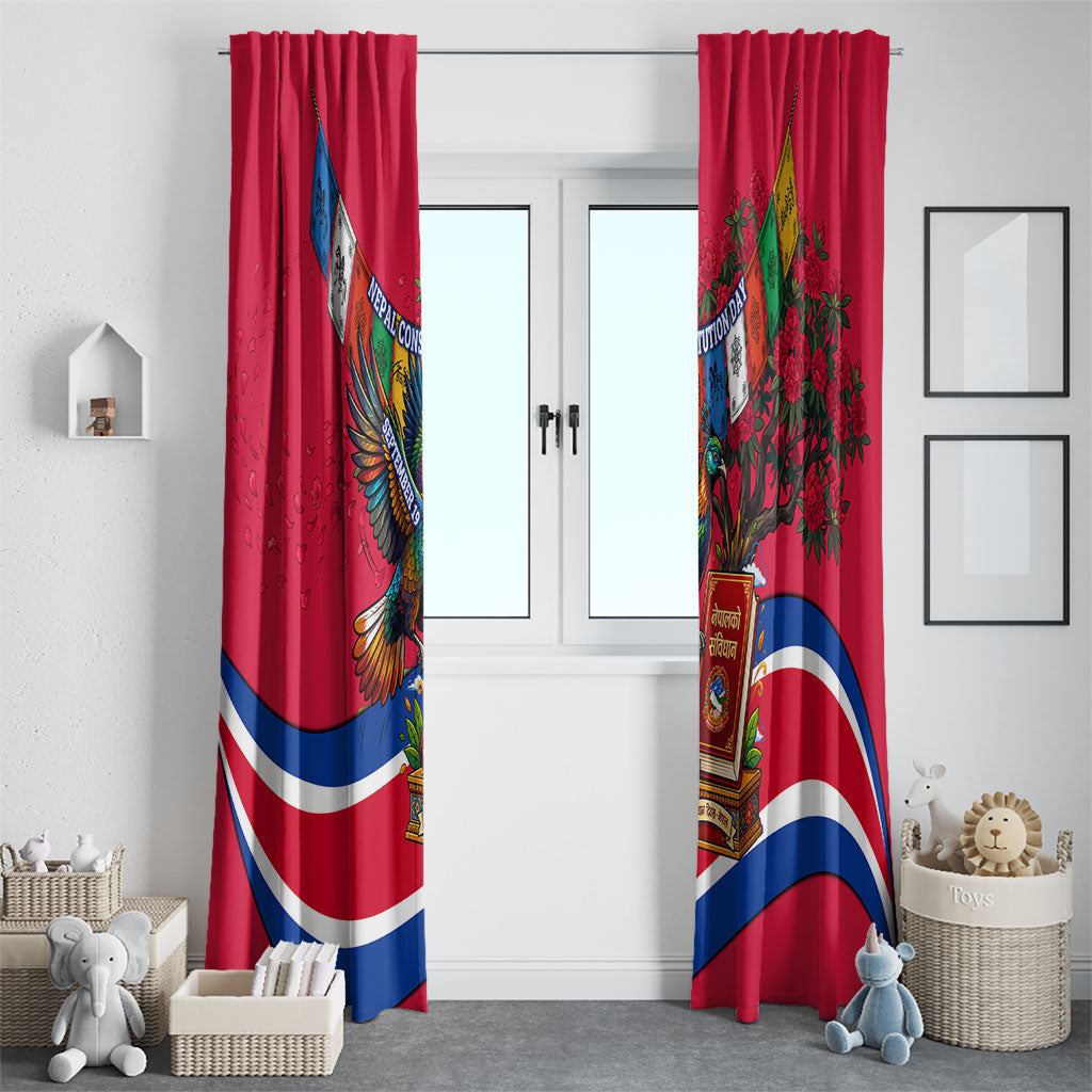 Nepal Constitution Day Window Curtain Himalayan Temples Danphe Himalayan Monal Floral