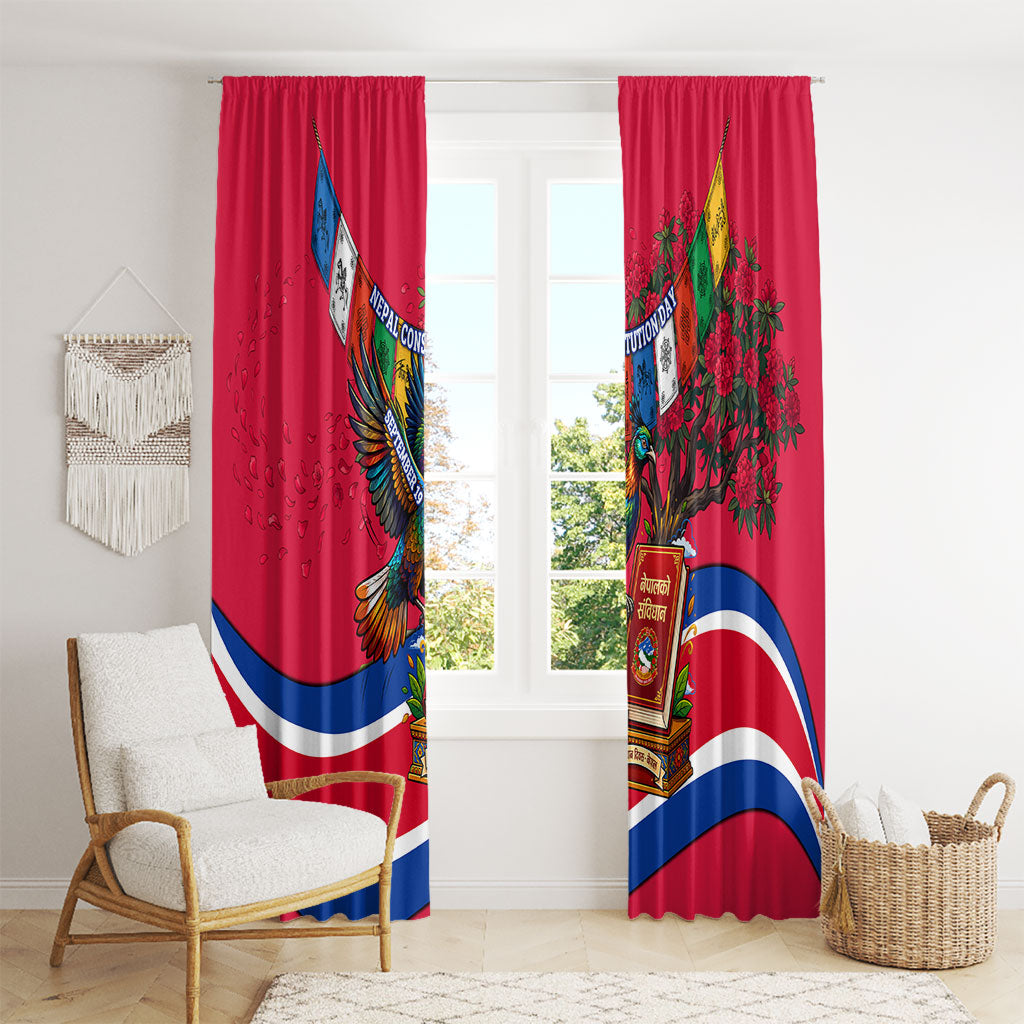 Nepal Constitution Day Window Curtain Himalayan Temples Danphe Himalayan Monal Floral