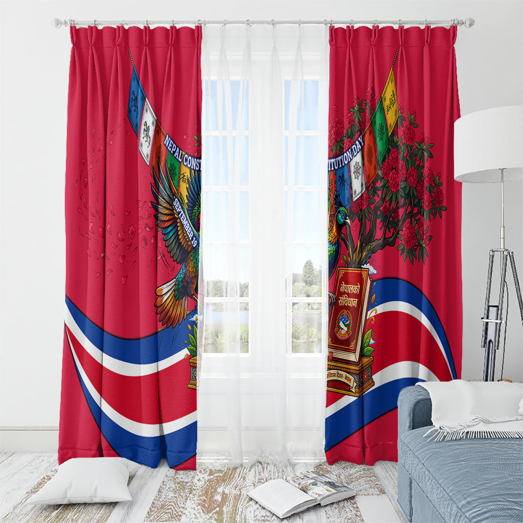Nepal Constitution Day Window Curtain Himalayan Temples Danphe Himalayan Monal Floral