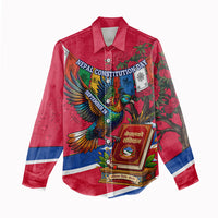 Nepal Constitution Day Women Casual Shirt Himalayan Temples Danphe Himalayan Monal Floral