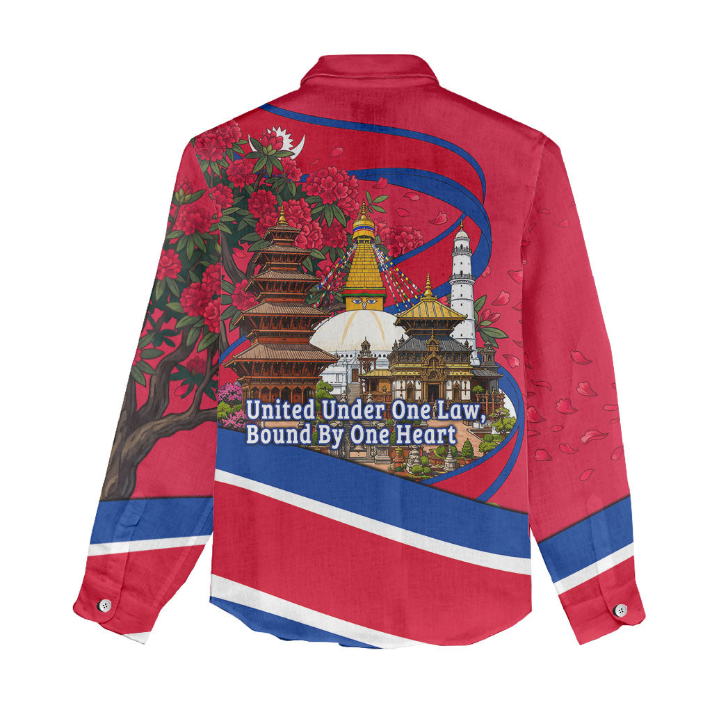 Nepal Constitution Day Women Casual Shirt Himalayan Temples Danphe Himalayan Monal Floral