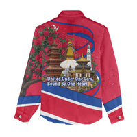 Nepal Constitution Day Women Casual Shirt Himalayan Temples Danphe Himalayan Monal Floral