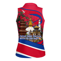 Nepal Constitution Day Women Sleeveless Polo Shirt Himalayan Temples Danphe Himalayan Monal Floral