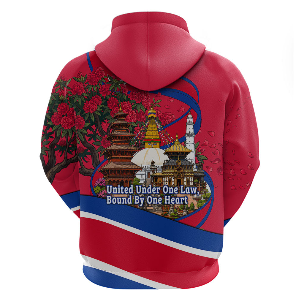 Nepal Constitution Day Zip Hoodie Himalayan Temples Danphe Himalayan Monal Floral