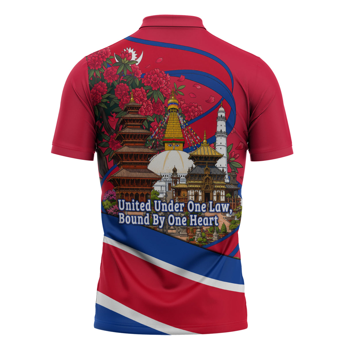 Nepal Constitution Day Zipper Polo Shirt Himalayan Temples Danphe Himalayan Monal Floral