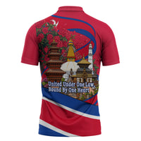 Nepal Constitution Day Zipper Polo Shirt Himalayan Temples Danphe Himalayan Monal Floral