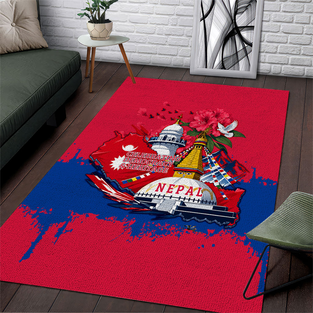 Nepal Constitution Day September 19 Area Rug Himalayan Temples Heritage Flag Dove