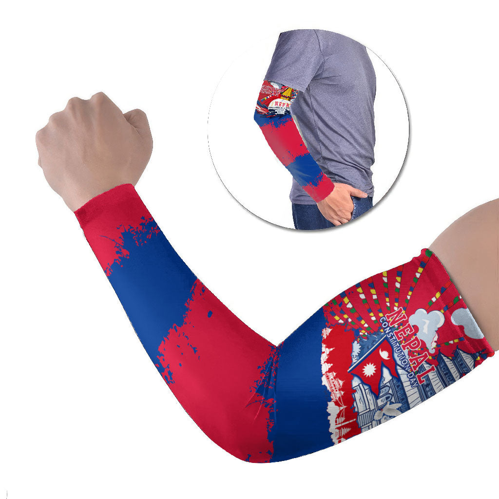 Nepal Constitution Day September 19 Arm Sleeves Himalayan Temples Heritage Flag Dove