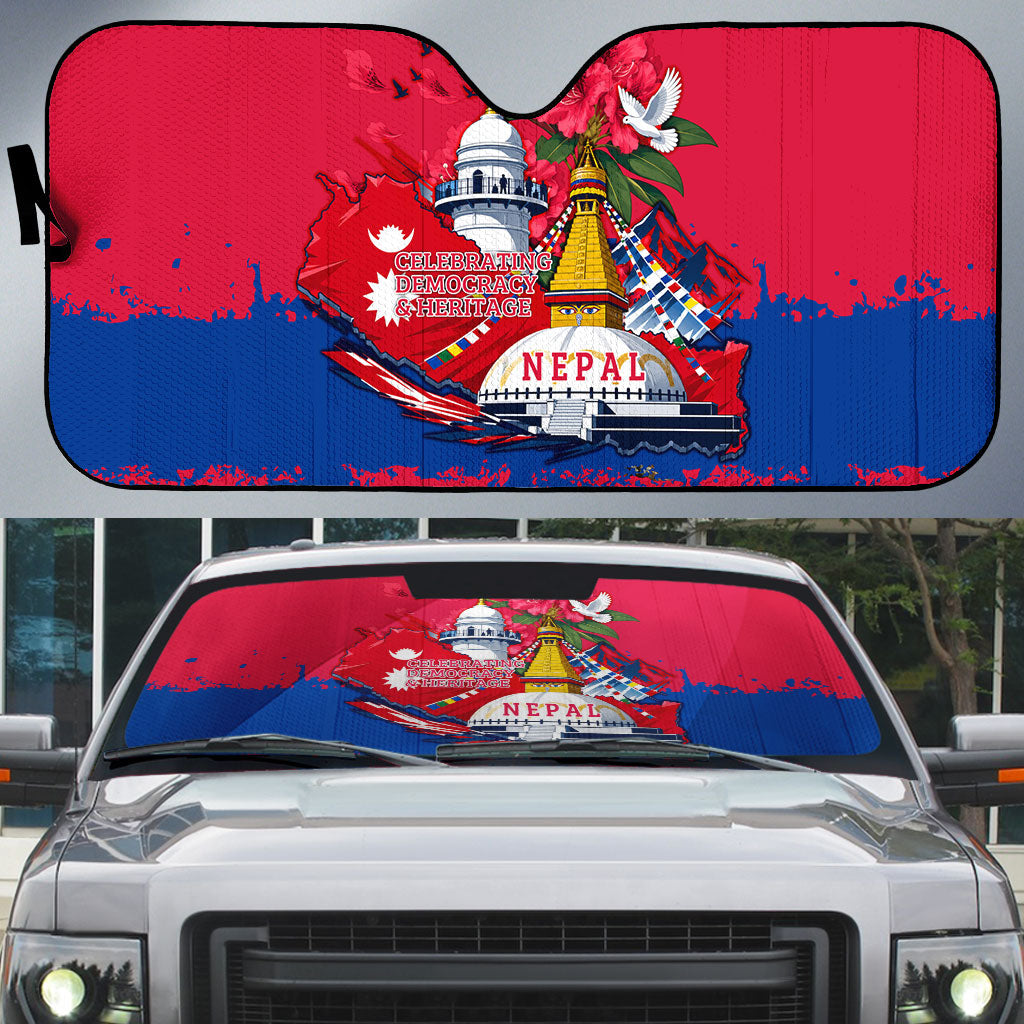 Nepal Constitution Day September 19 Auto Sun Shade Himalayan Temples Heritage Flag Dove