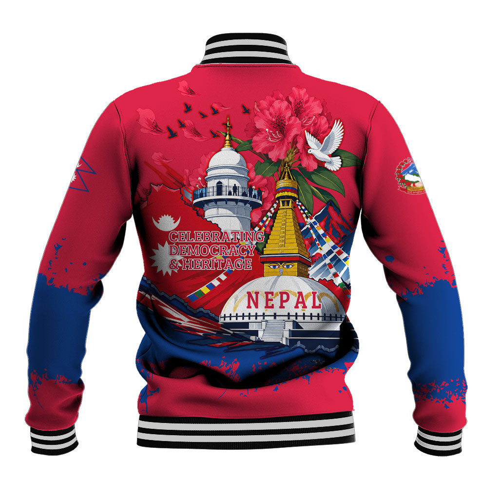 Nepal Constitution Day September 19 Baseball Jacket Himalayan Temples Heritage Flag Dove