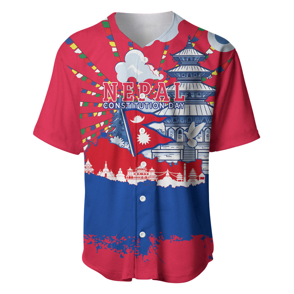 Nepal Constitution Day September 19 Baseball Jersey Himalayan Temples Heritage Flag Dove