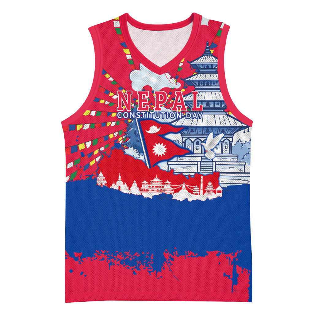 Nepal Constitution Day September 19 Basketball Jersey Himalayan Temples Heritage Flag Dove