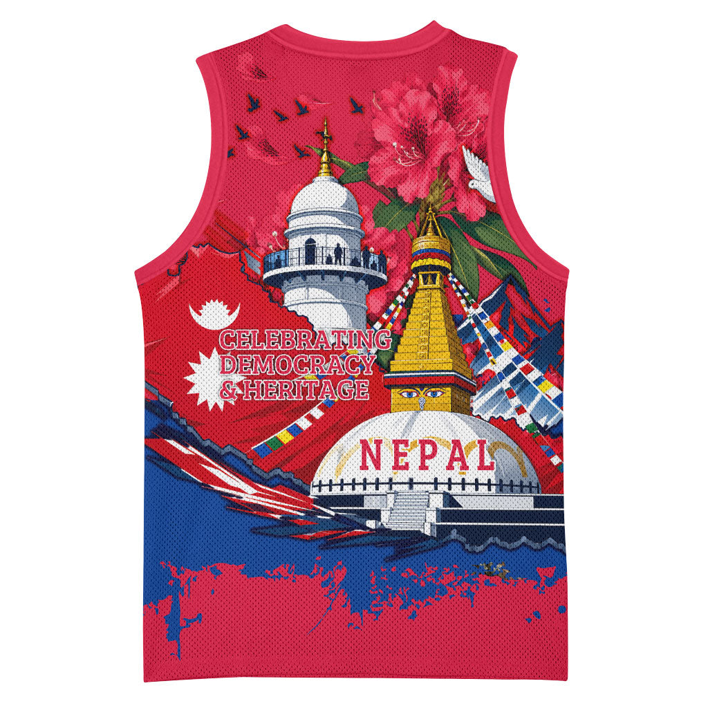 Nepal Constitution Day September 19 Basketball Jersey Himalayan Temples Heritage Flag Dove