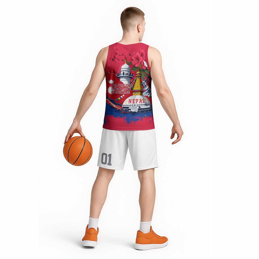 Nepal Constitution Day September 19 Basketball Jersey Himalayan Temples Heritage Flag Dove