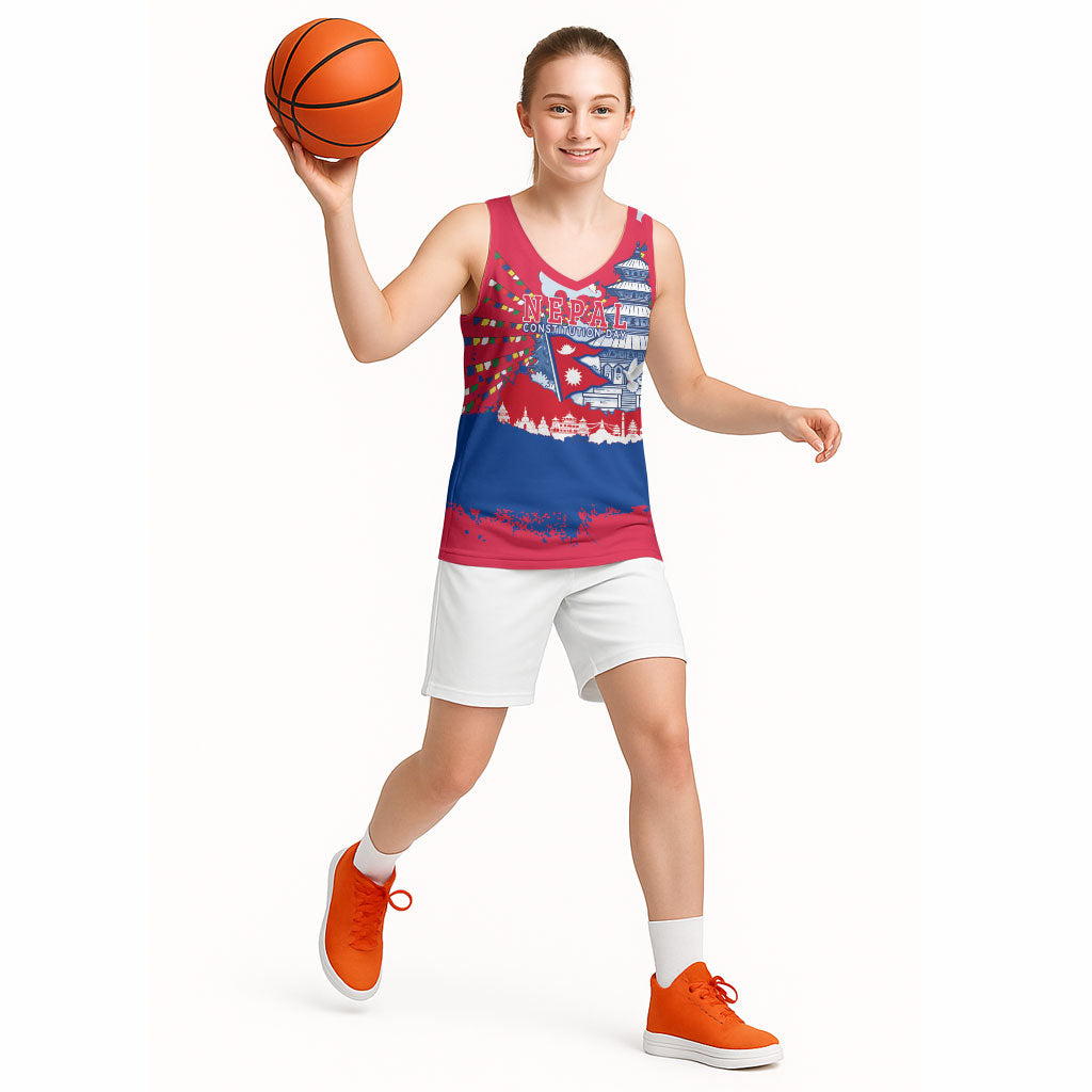 Nepal Constitution Day September 19 Basketball Jersey Himalayan Temples Heritage Flag Dove