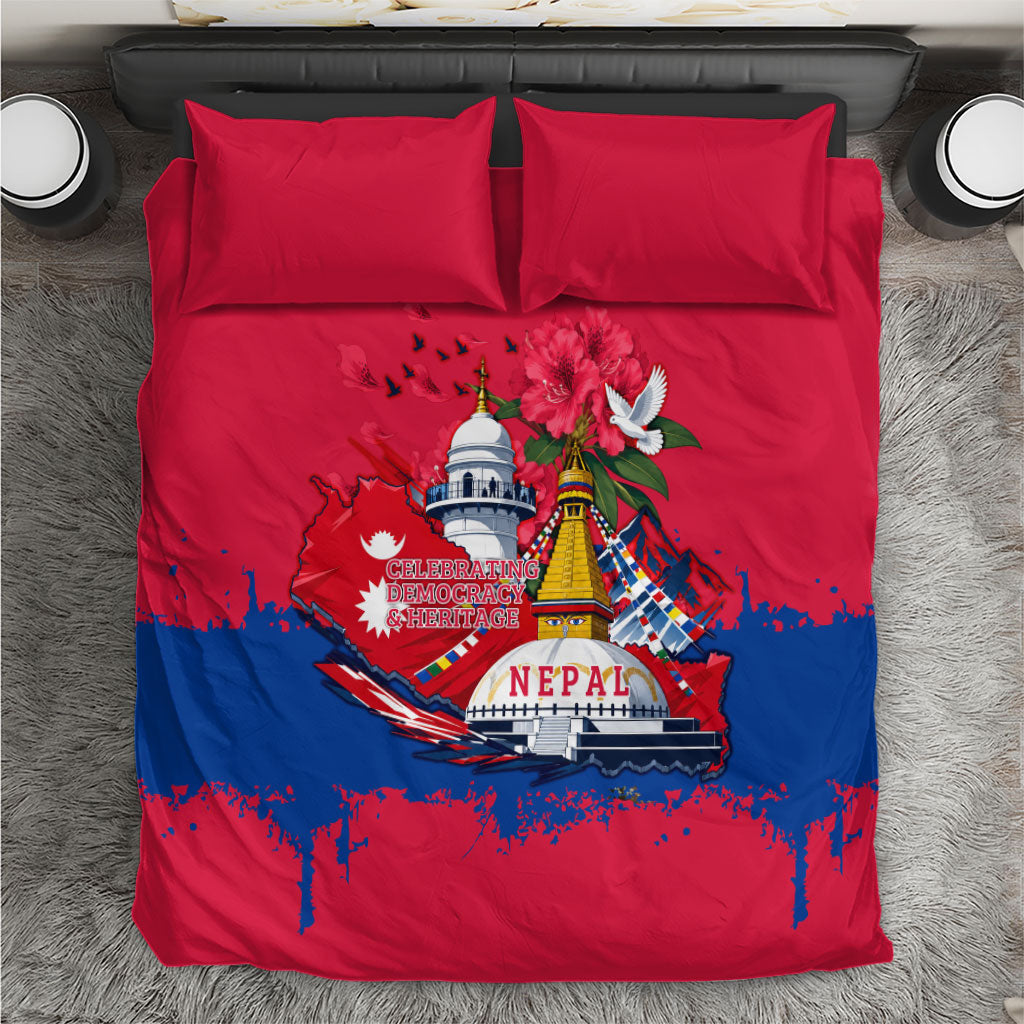 Nepal Constitution Day September 19 Bedding Set Himalayan Temples Heritage Flag Dove