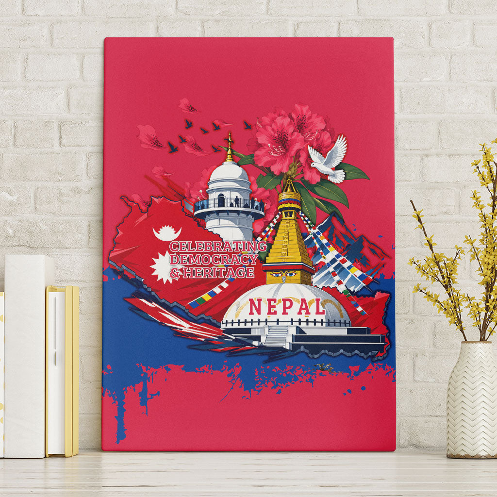 Nepal Constitution Day September 19 Canvas Wall Art Himalayan Temples Heritage Flag Dove
