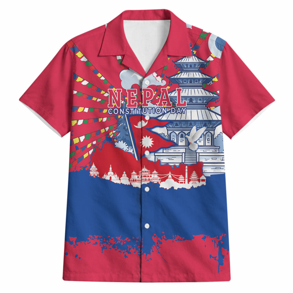 Nepal Constitution Day September 19 Hawaiian Shirt Himalayan Temples Heritage Flag Dove