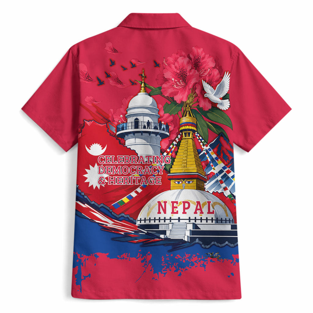 Nepal Constitution Day September 19 Hawaiian Shirt Himalayan Temples Heritage Flag Dove