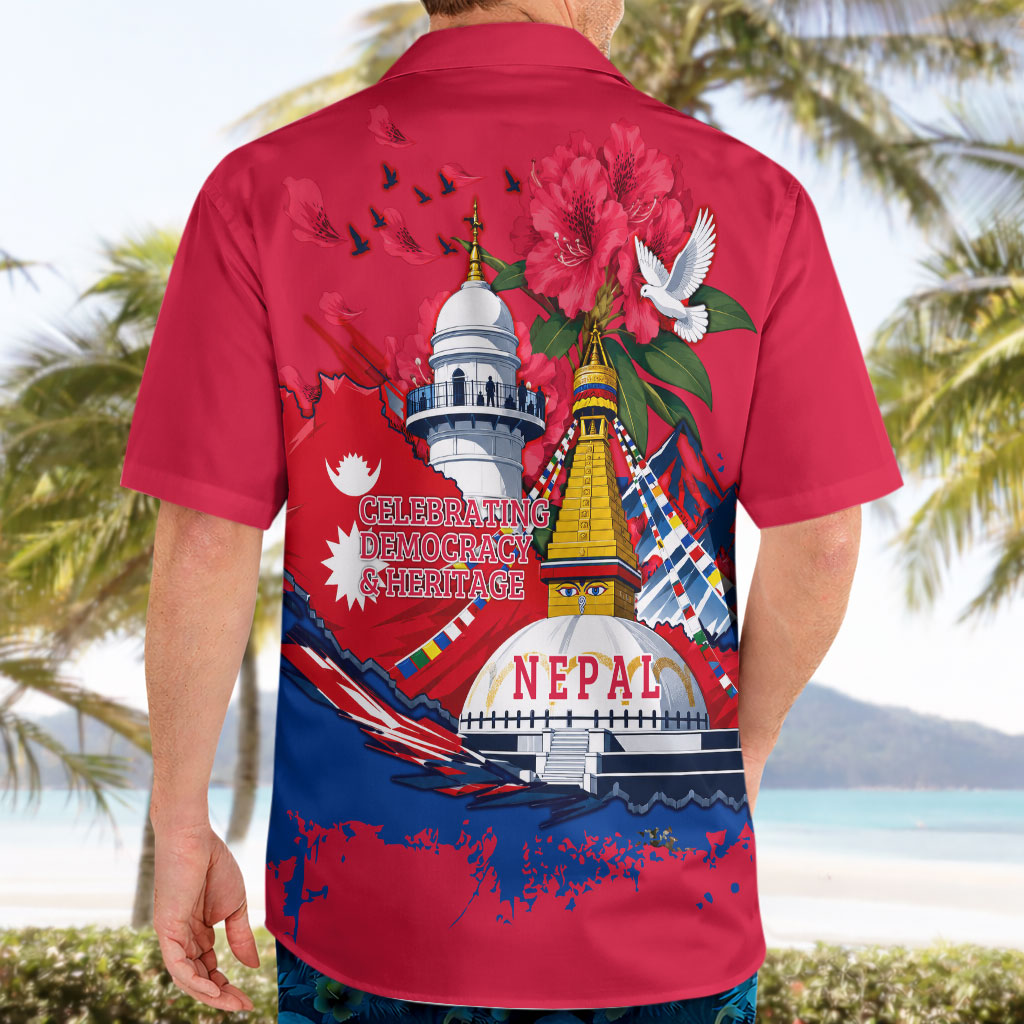 Nepal Constitution Day September 19 Hawaiian Shirt Himalayan Temples Heritage Flag Dove