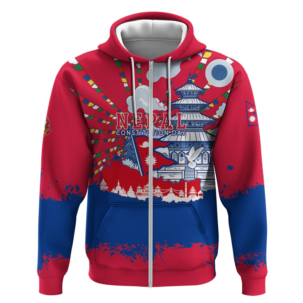 Nepal Constitution Day September 19 Hoodie Himalayan Temples Heritage Flag Dove