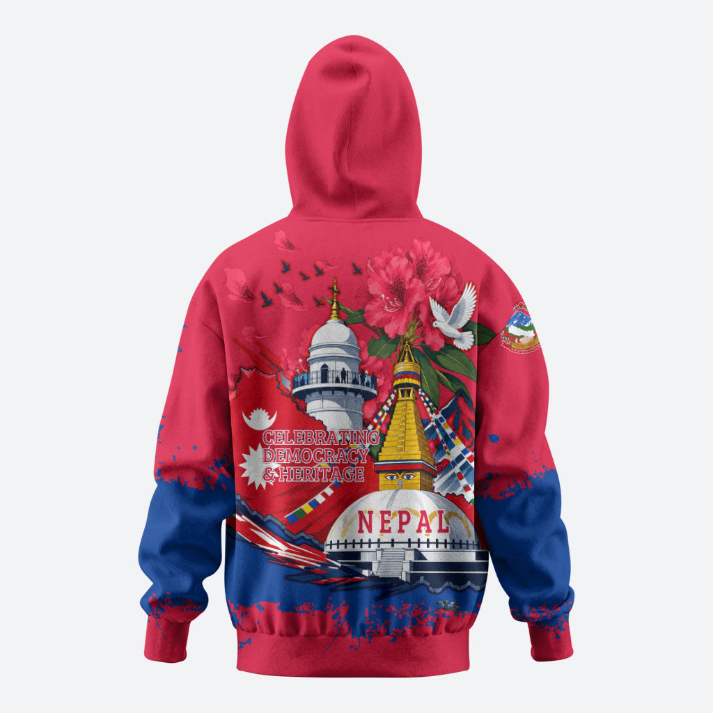 Nepal Constitution Day September 19 Hoodie Himalayan Temples Heritage Flag Dove