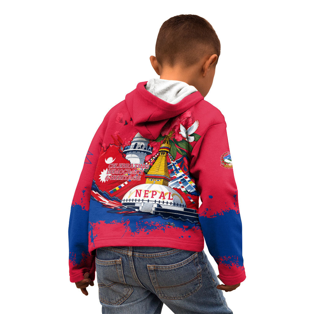 Nepal Constitution Day September 19 Kid Hoodie Himalayan Temples Heritage Flag Dove