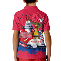 Nepal Constitution Day September 19 Kid Polo Shirt Himalayan Temples Heritage Flag Dove