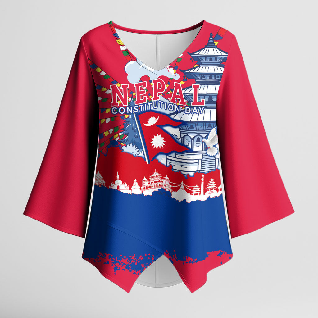 Nepal Constitution Day September 19 Kimono Sleeve Blouse Himalayan Temples Heritage Flag Dove