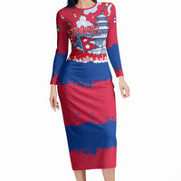 Nepal Constitution Day September 19 Long Sleeve Bodycon Dress Himalayan Temples Heritage Flag Dove