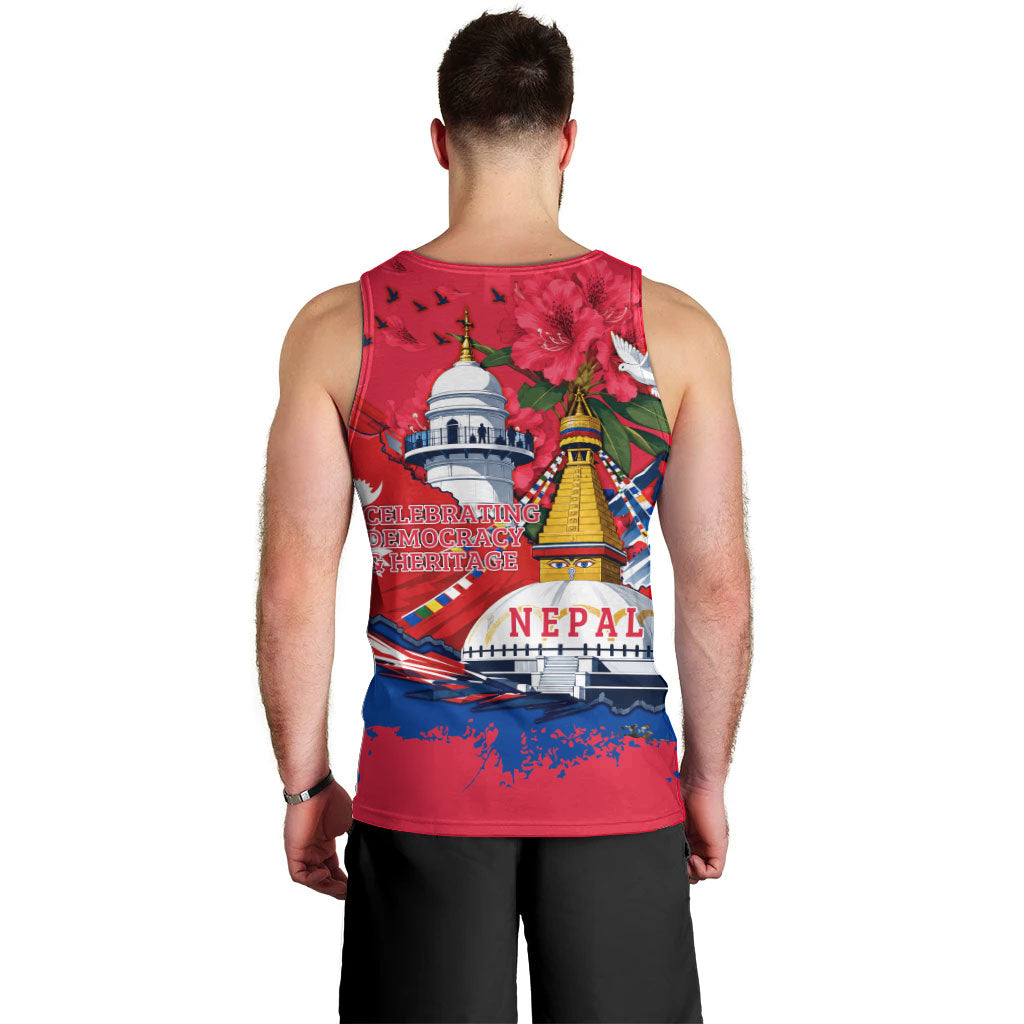 Nepal Constitution Day September 19 Men Tank Top Himalayan Temples Heritage Flag Dove