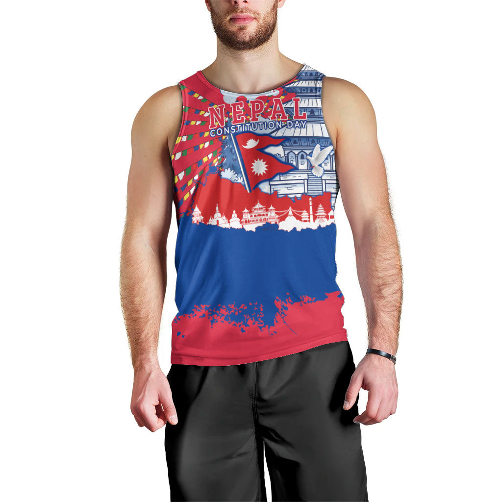 Nepal Constitution Day September 19 Men Tank Top Himalayan Temples Heritage Flag Dove