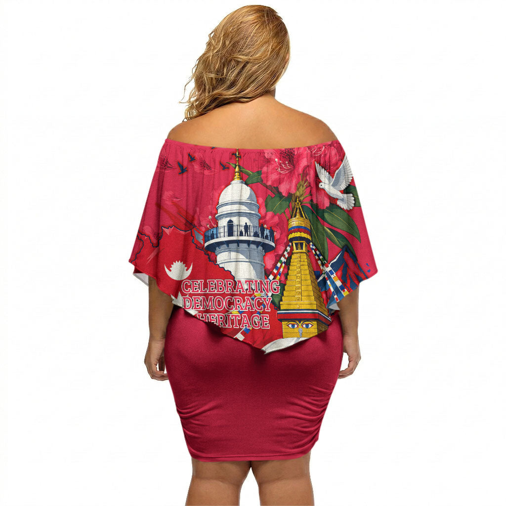 Nepal Constitution Day September 19 Off Shoulder Short Dress Himalayan Temples Heritage Flag Dove