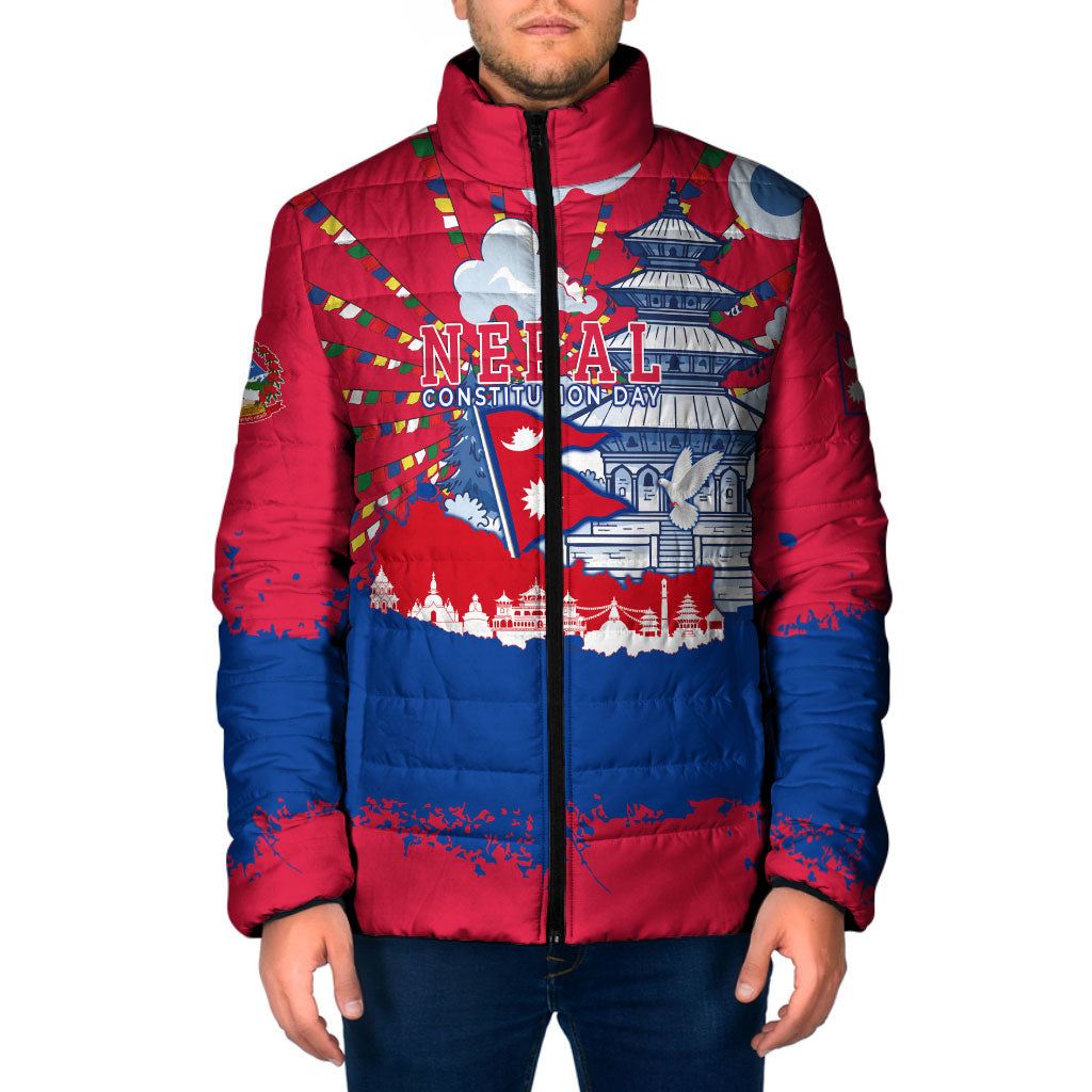 Nepal Constitution Day September 19 Padded Jacket Himalayan Temples Heritage Flag Dove