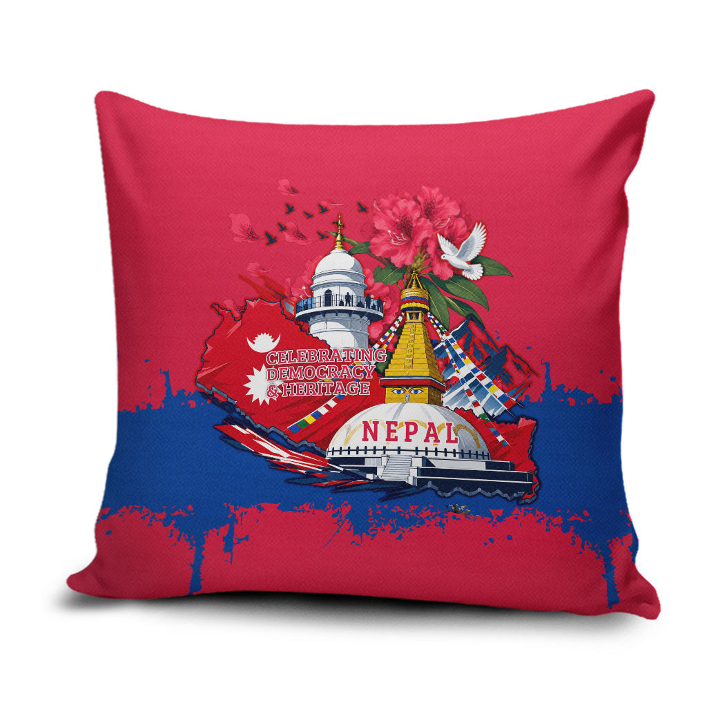 Nepal Constitution Day September 19 Pillow Cover Himalayan Temples Heritage Flag Dove
