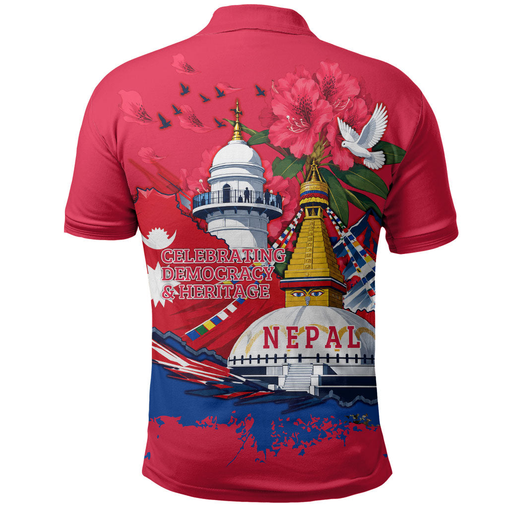 Nepal Constitution Day September 19 Polo Shirt Himalayan Temples Heritage Flag Dove