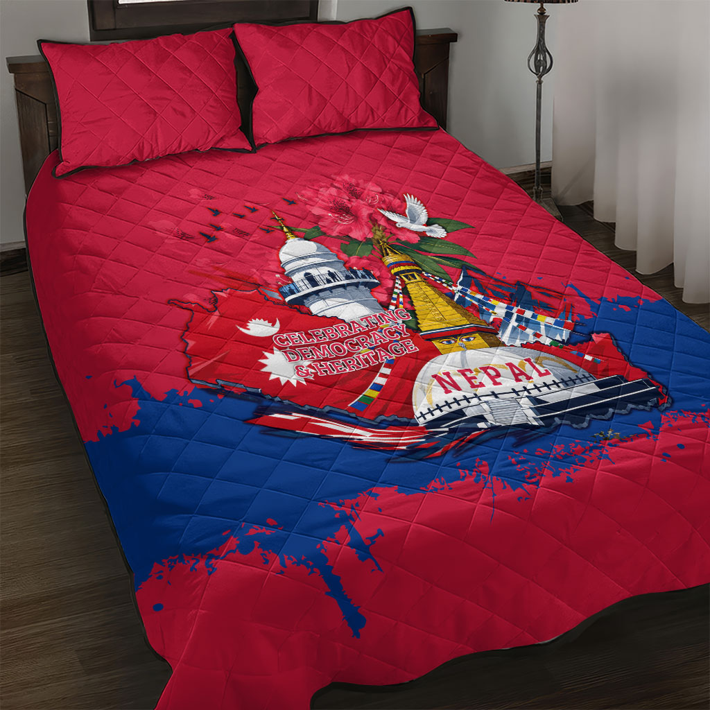 Nepal Constitution Day September 19 Quilt Bed Set Himalayan Temples Heritage Flag Dove